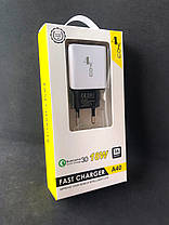 Зарядний пристрій USB 4you A40 (18W, Fast Charger QC 3.0) black/white, фото 4