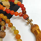 Чотки на 100 намистин з каміння жовтого смугастого агату, фото 5