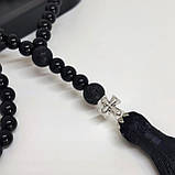 Чотки на 100 намистин з вулканічної лави і онікса чорного, фото 4