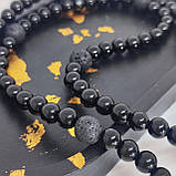 Чотки на 100 намистин з вулканічної лави і онікса чорного, фото 7
