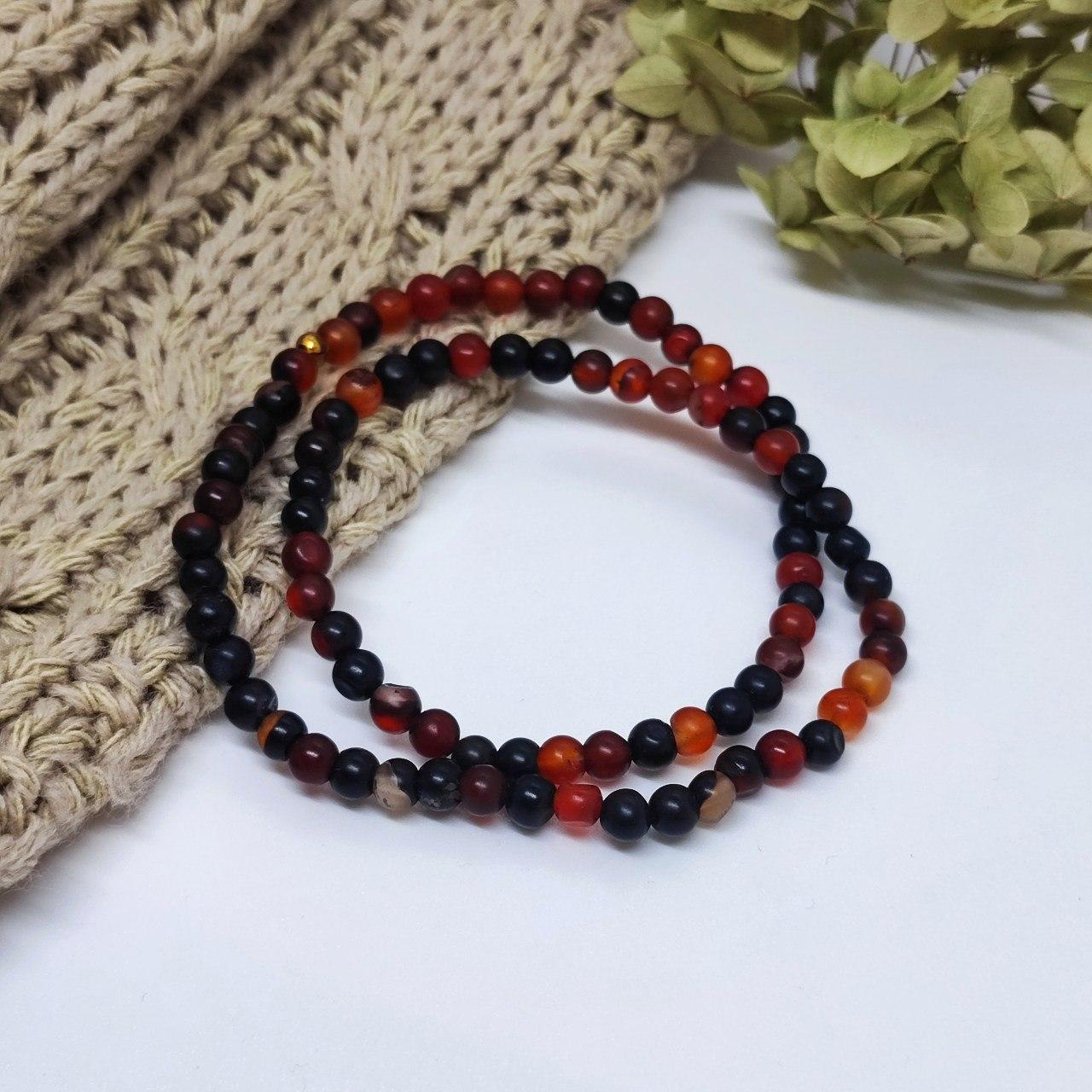 Подвійний браслет з каміння сардонікс, фото 1