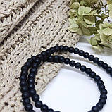 Подвійний браслет із каменів чорний онікс матовий, фото 2