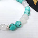 Браслет 8 мм бірюза, халцедон з вставкою Ніка, фото 2
