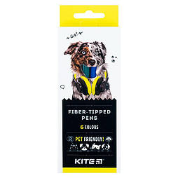 Фломастери, набiр 6 шт. Kite Dogs