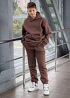 Теплий спортивний костюм на хлопчика підлітковий на флісі коричневий 140-164р