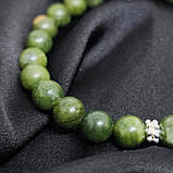 Браслет з нефриту на 24 намистини з вставкою Ніка, фото 3