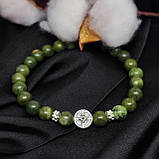 Браслет з нефриту на 24 намистини з вставкою Ніка, фото 4
