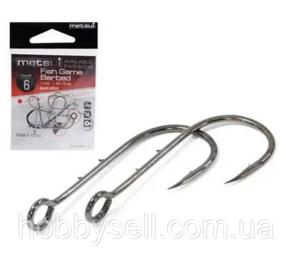Гачки спінінгові Metsui Fish Game Barbed № 4 (12шт) Гачки з великим вушком, фото 1