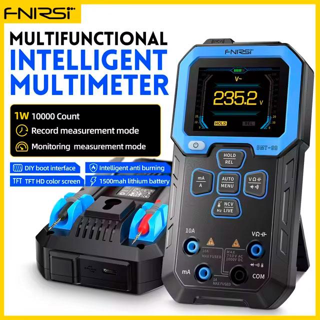 FNIRSI DMT-99, Smart-мультиметр TrueRMS, відліків: 9999, напруга: 1000В, струм: 10А, опір: 100MОм, ёмність: