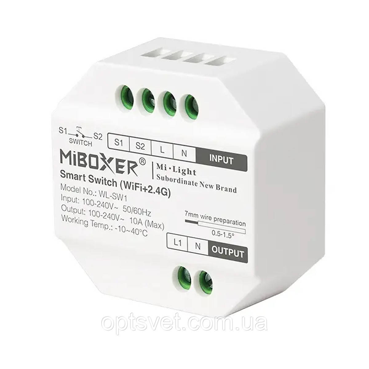 Контролер реле Mi-light бездротове керування Wi-Fi + RF2 10 А 2.4G 220v (TK-WL SW1), фото 1