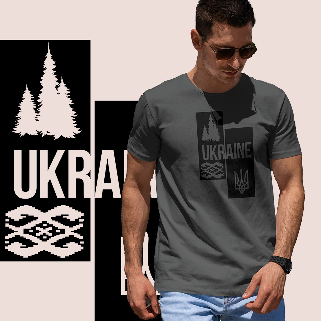 Футболка унісекс Stedman з принтом  УКРАЇНА ПРАПОР7 XS сіра, фото 1