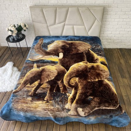 Плед стрижений з тиснений Слони Євро 200х240, 3,5кг., фото 1