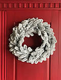 Вінок хвойний різдвяний Lux литий d-60 см засніжений, фото 3