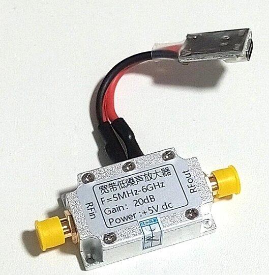 LNA підсилювач радіосигналів 5-6000MHz 20dB 5VDC, широкосмуговий, малошумливий