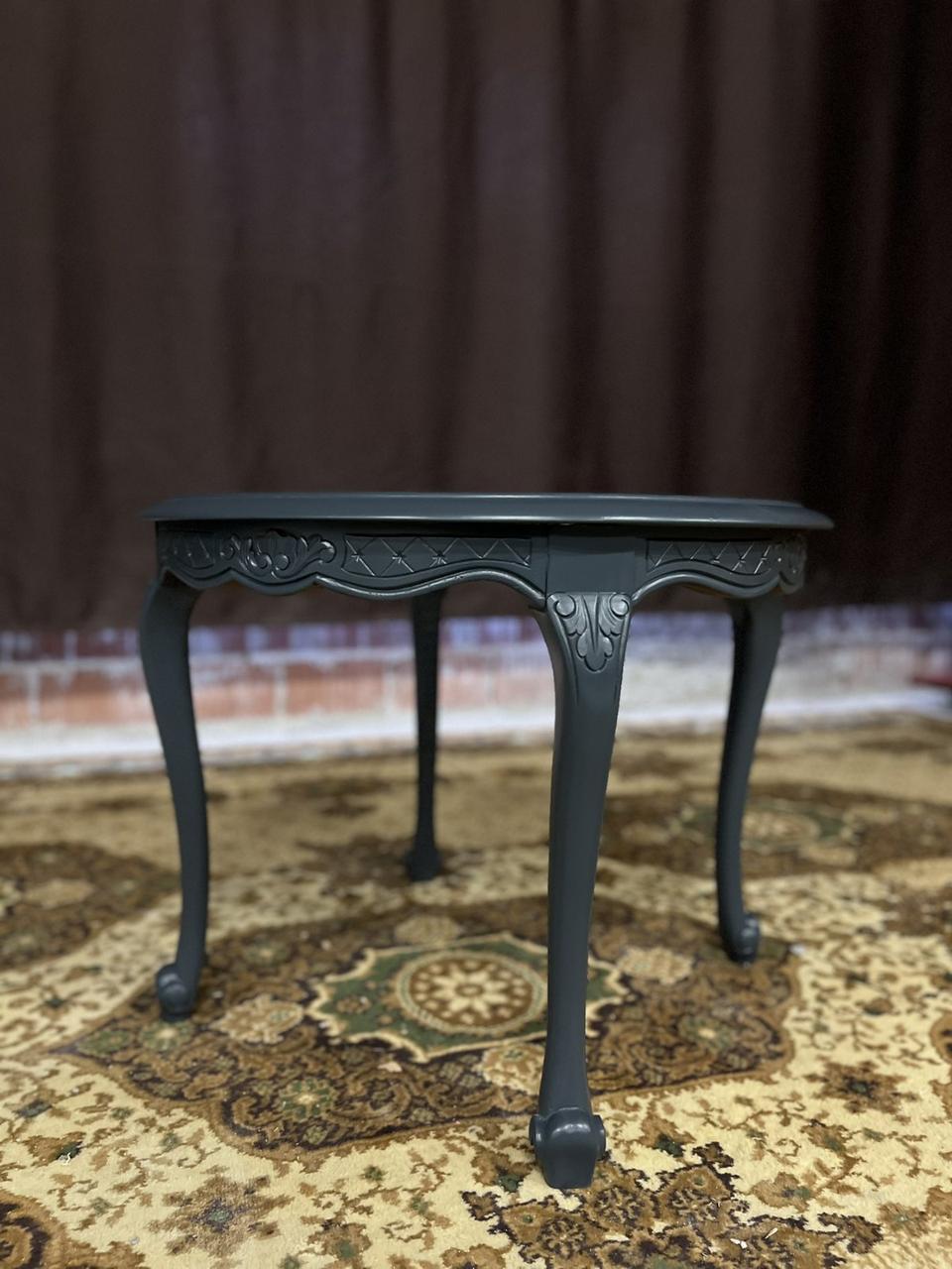 Столик журнальний. Після редизайну. Дерев'яний, стільниця ротангова, під склом. Французький 🇲🇫 📐 діаметр 65, фото 1