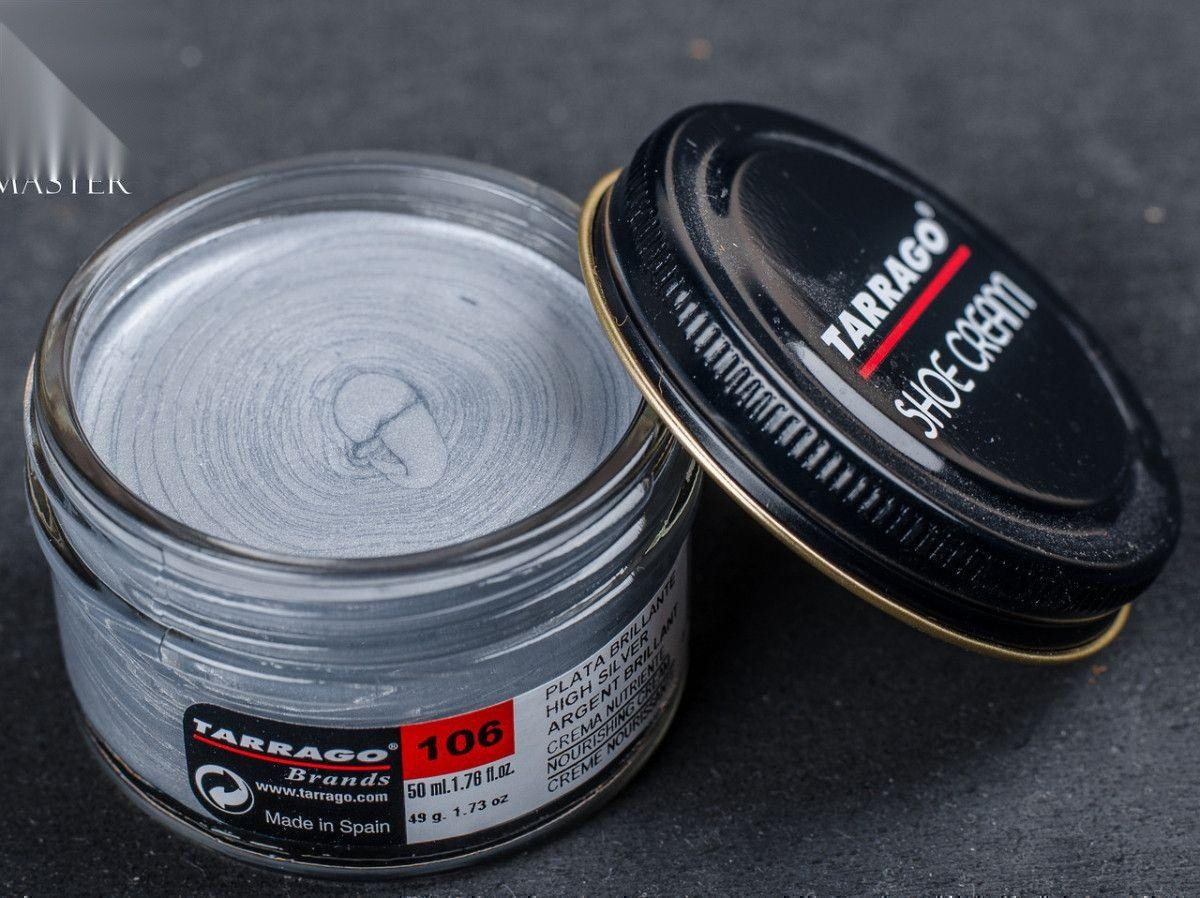 Крем яскраво-сріблястий металік для гладкої шкіри Tarrago Shoe Cream, 50 мл,  (106)