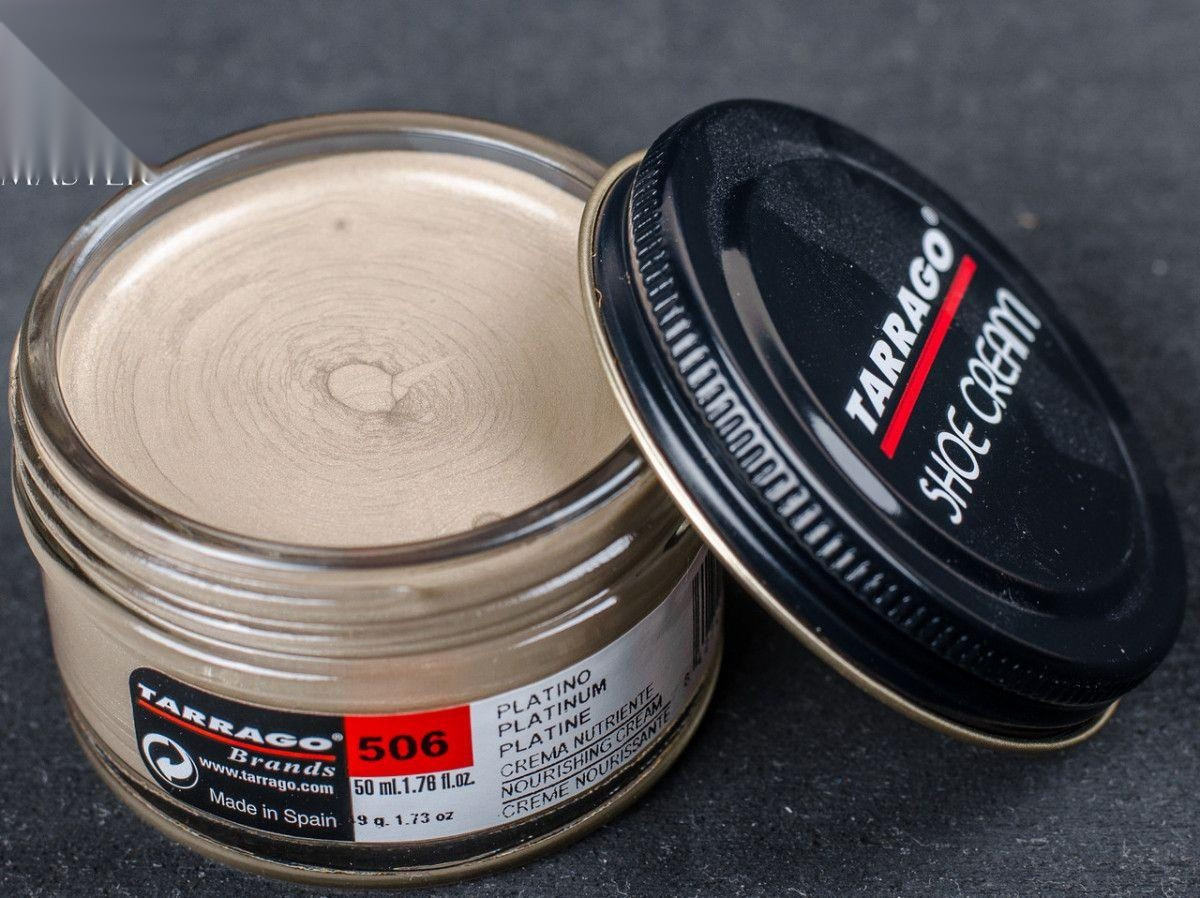 Крем платиновий металік для взуття Tarrago Shoe Cream, 50 мл,  (506)