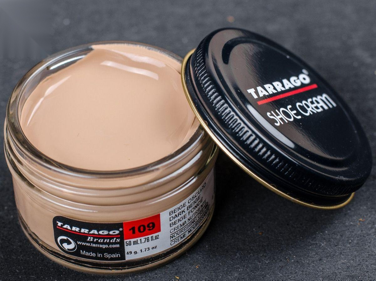 Крем темно-бежевий для взуття з гладкої шкіри Tarrago Shoe Cream, 50 мл, (109)