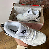 Жіночі та чоловічі кросівки Nike M2K Tekno White Black Кеди Найк Текно шкіряні білі повсякденні демісезон унісекс, фото 4