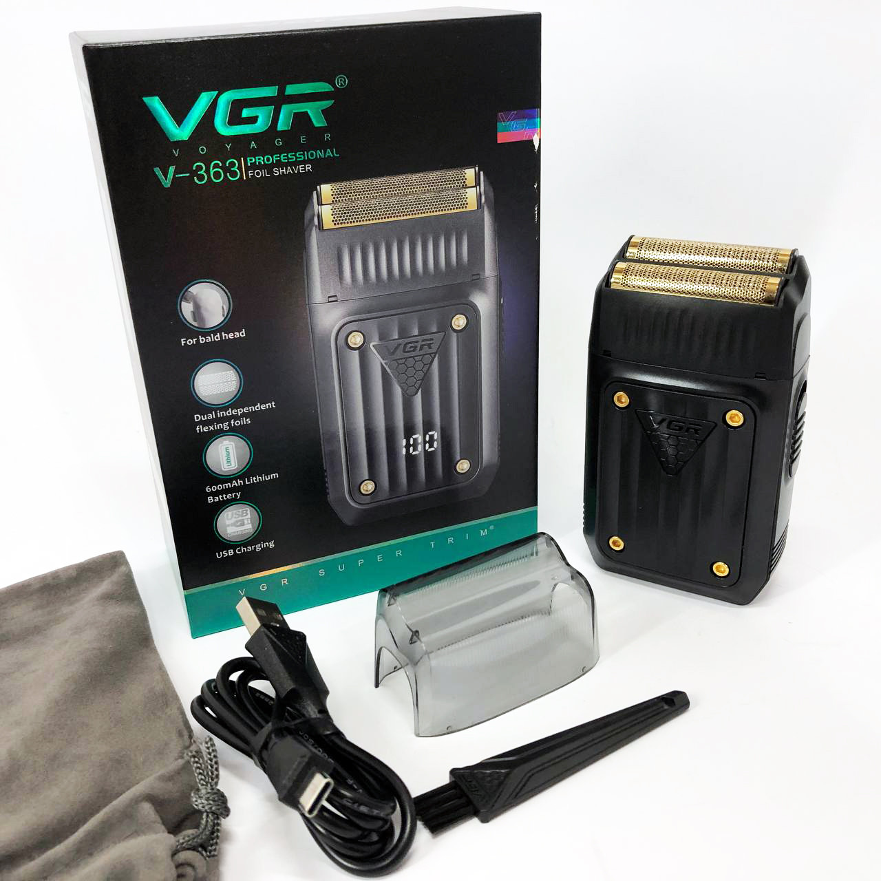 Електробритва VGR V-363, Тример для вусів, Електробритва з насадками для бороди, Тример бездротової, фото 1