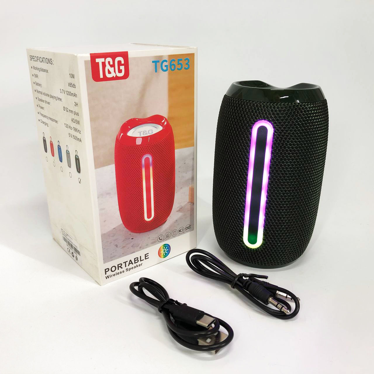 Портативна Bluetooth-колонка TG653 USB з ремінцем бездротова колонка портативна потужна. Колір: зелений, фото 1