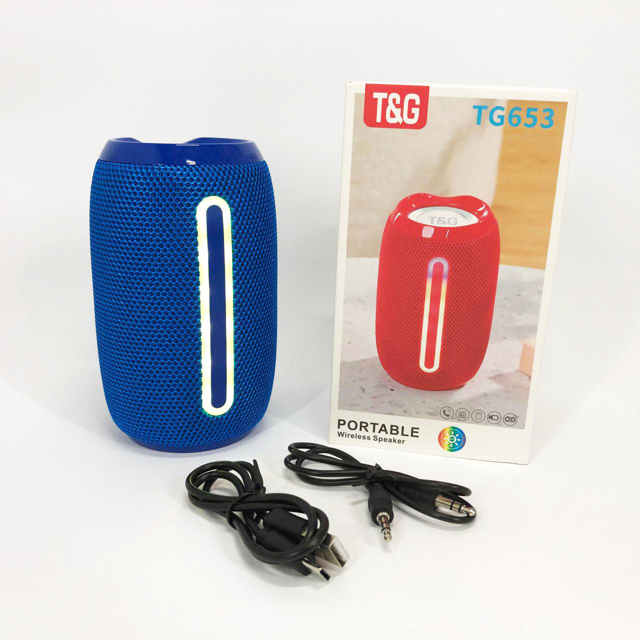 Портативна Bluetooth-колонка TG653 USB з ремінцем, Бездротова колонка портативна потужна. Колір: синій, фото 1