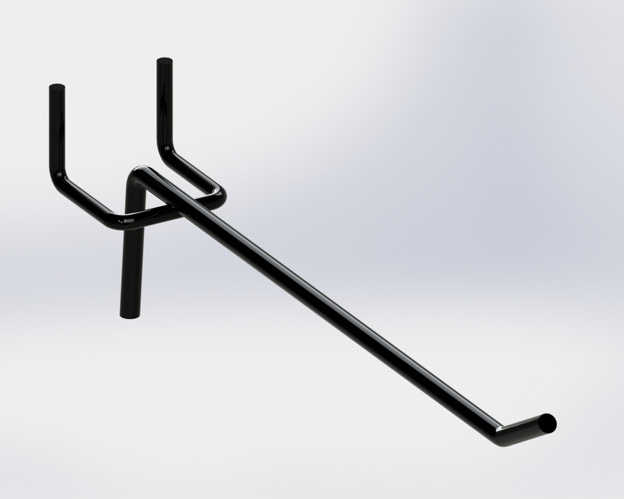 Гачок 400мм чорний одинарний на перфорацію торговий стелаж