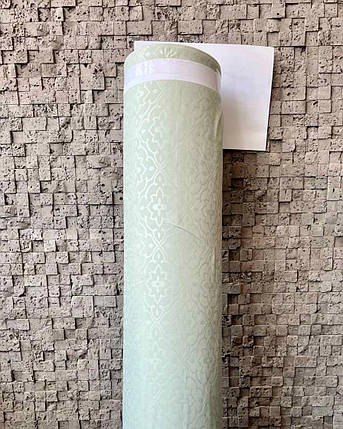 Однотонна м'ятна зелена тканина ширина 220 см для постільної білизни Мікрофібра тиснення візерунок синтетична у рулоні 100 м, фото 1