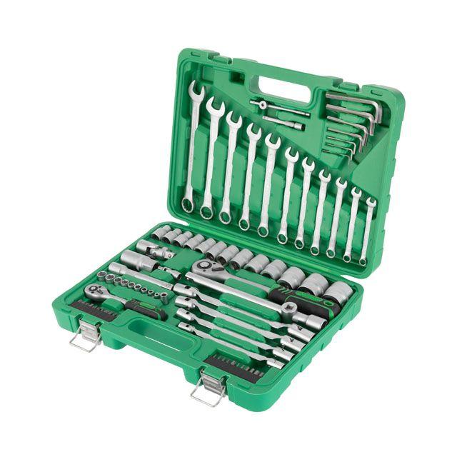 Набір INTERTOOL ET-6077SP, 77 елементів INTERTOOL,Набір інструментів 1/2" & 1/4", 77од.(гол.4-32мм. кл.комб.7-19мм/кл.шарн.8-15мм), фото 1