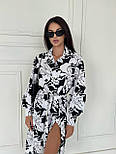 Квіткове плаття-сорочка міді на кнопках із поясом і довгими рукавами (р. 42-52) 2035839, фото 7