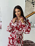 Квіткове плаття-сорочка міді на кнопках із поясом і довгими рукавами (р. 42-52) 2035839, фото 3
