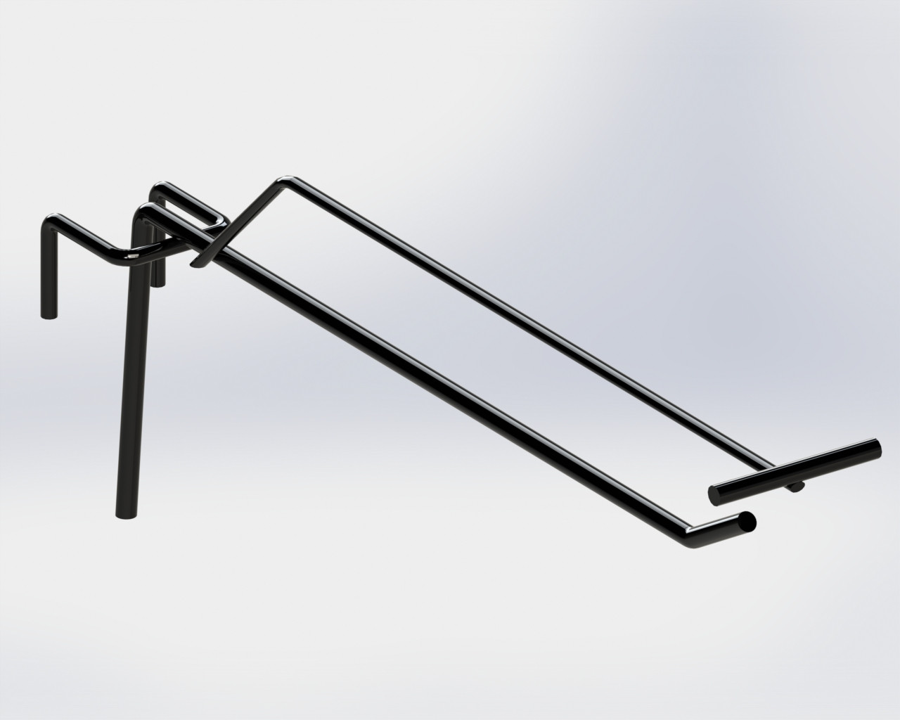 Гачок 150мм чорний одинарний з цінникотримачем на сітку