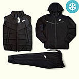 Спортивний костюм чоловічий зимовий Nike Tech Fleece (найк теч фліс) зима теплий на флісі комплект з жилеткою (безрукавкою), фото 2