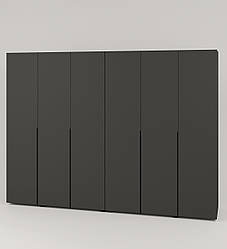 Сучасна велика гардеробна шафа 6д 270 см для одягу в спальню вітальню зал Сан Маріно графіт з довгими ручками