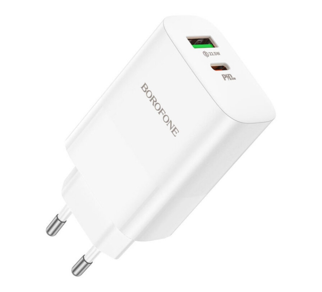 Зарядний блок живлення Borofone BN10 65W / 1USB+1Type-с 3.0 / Білий, фото 1
