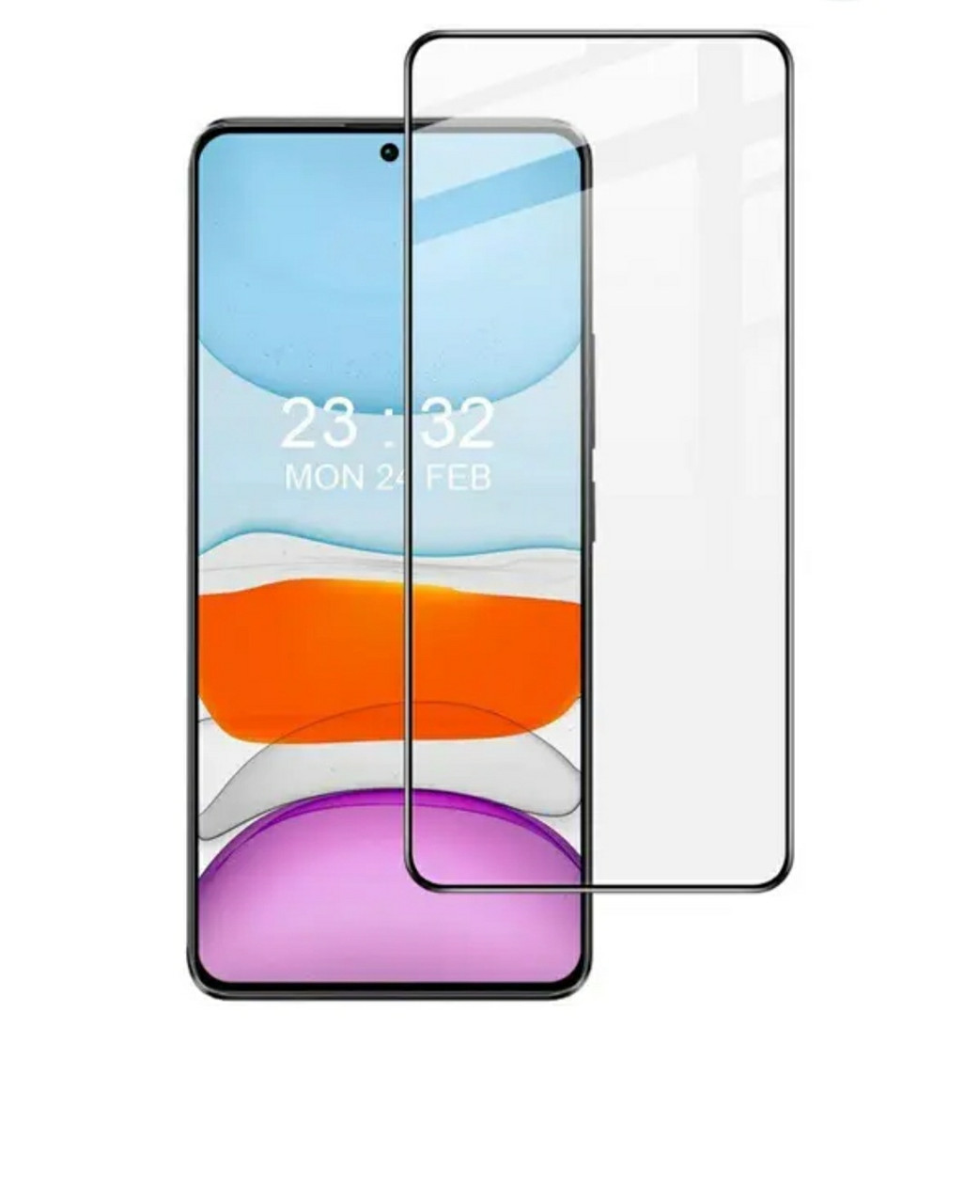 Загартоване захисне скло на смартфон Poco X6 / Чорна рамка, фото 1