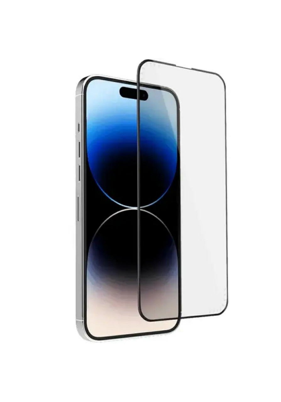 Загартоване скло на iPhone 14 Pro Max / Повне покриття / Чорна рамка