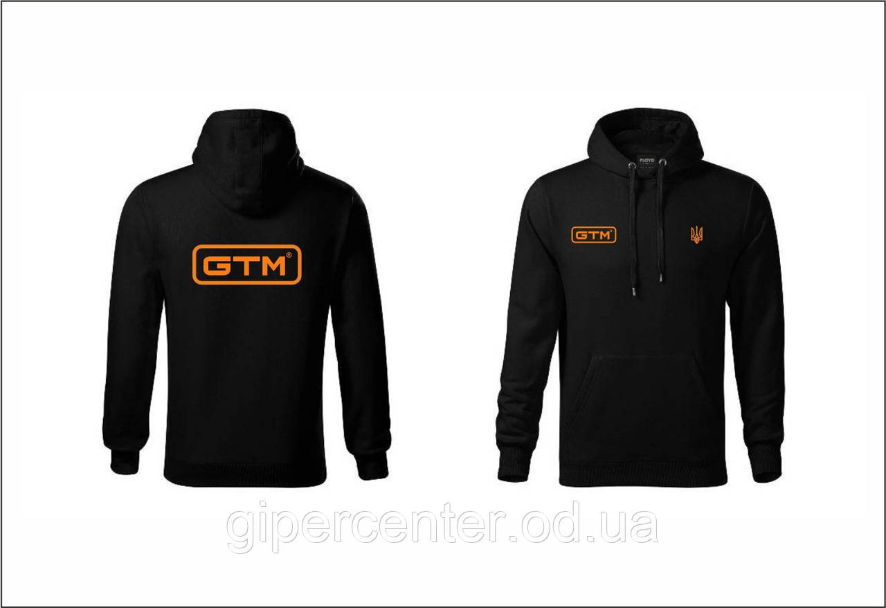 GTM Кофта худі на флісі р.XL, чорна з логотипом GTM
