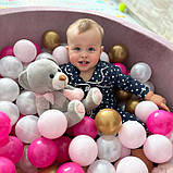 Сухий басейн для дітей від 6 міс з тканини оксамит (велюр) з кульками 100 шт. з харчового пластику, без запаху, фото 7