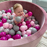 Сухий басейн для дітей від 6 міс з тканини оксамит (велюр) з кульками 100 шт. з харчового пластику, без запаху, фото 8