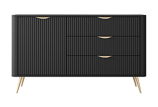 Комод Lante 1 - дверний з 3 шухлядами Чорний / ніжки золото TM Perfect Home Польща, фото 4