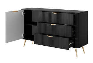 Комод Lante 1 - дверний з 3 шухлядами Чорний / ніжки золото TM Perfect Home Польща, фото 5