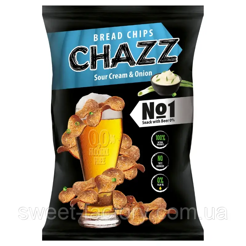 Чіпси Chazz Bread Chips Sour Cream & Onion 100g, фото 1