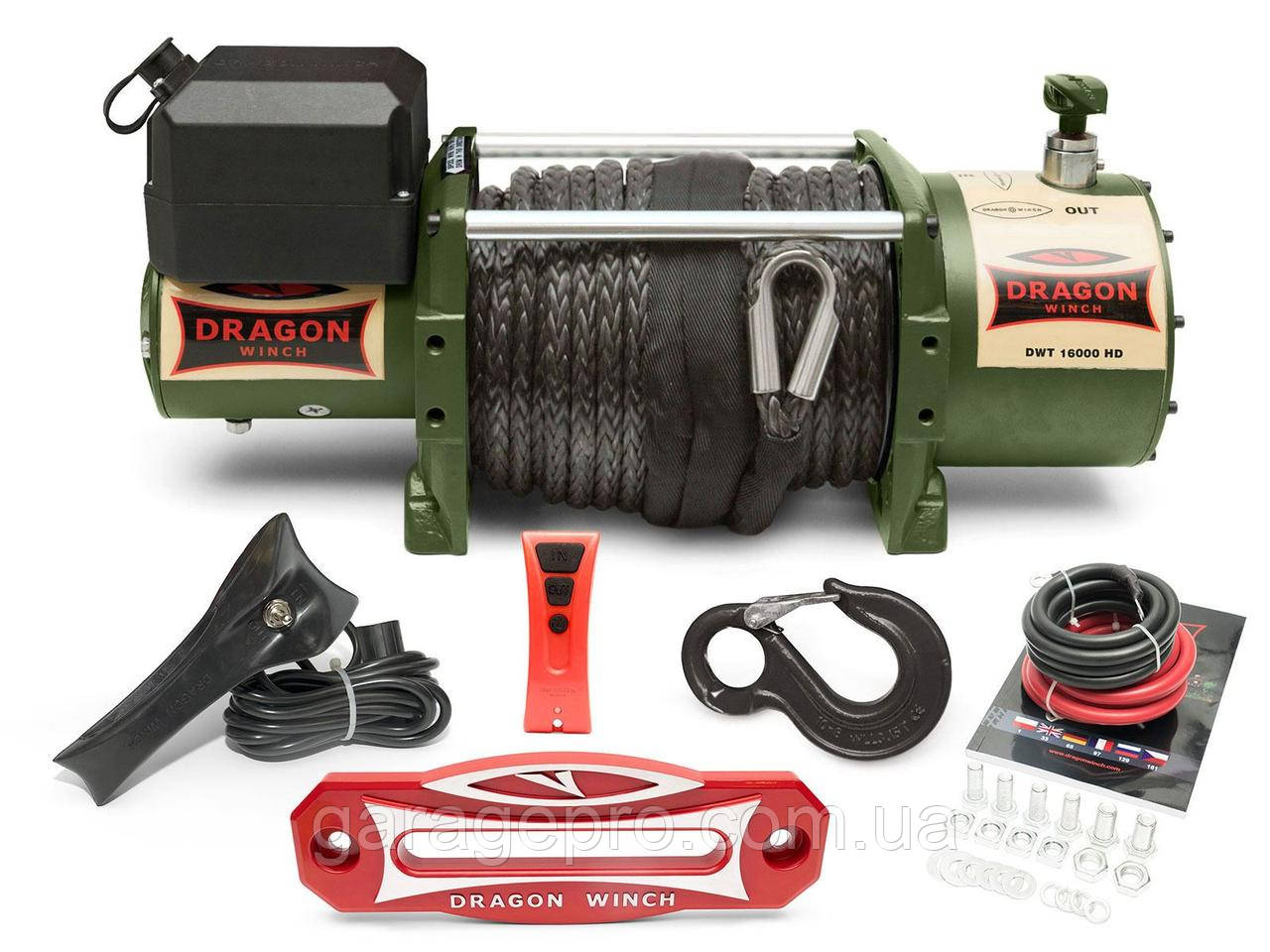 Електрична лебідка Dragon Winch Truck 16000HDs (24В / 7,2т / Синтетичний трос)