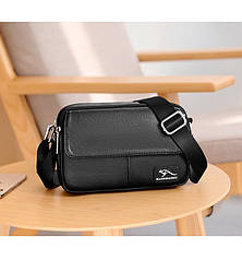 Чоловіча сумка шкіряна Kangaroo чорна малої ємності