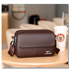 Чоловіча сумка шкіряна Kangaroo коричнева малої ємності