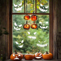 Наклейки Геловін Ока Привидів вінілові стікери для декору гарбузи вікна стіни Happy Pocket білий матовий