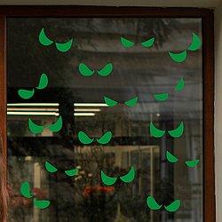 Геловін декор Наклейки Очі з темряви 15 пар очей декор Happy Pocket ПВХ для вікон зелений матовий