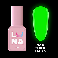 Топове люмінісцентне покриття LUNAMoon Top Shine Dark Green, 13 мл - світитися у темряві