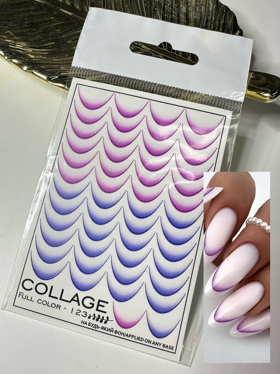 Наклейки водні для дизайну нігтів COLLAGE 123